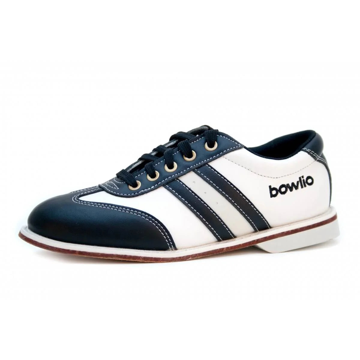 Bowlio Torino Unisex Leather Bowling Shoes - Black/White