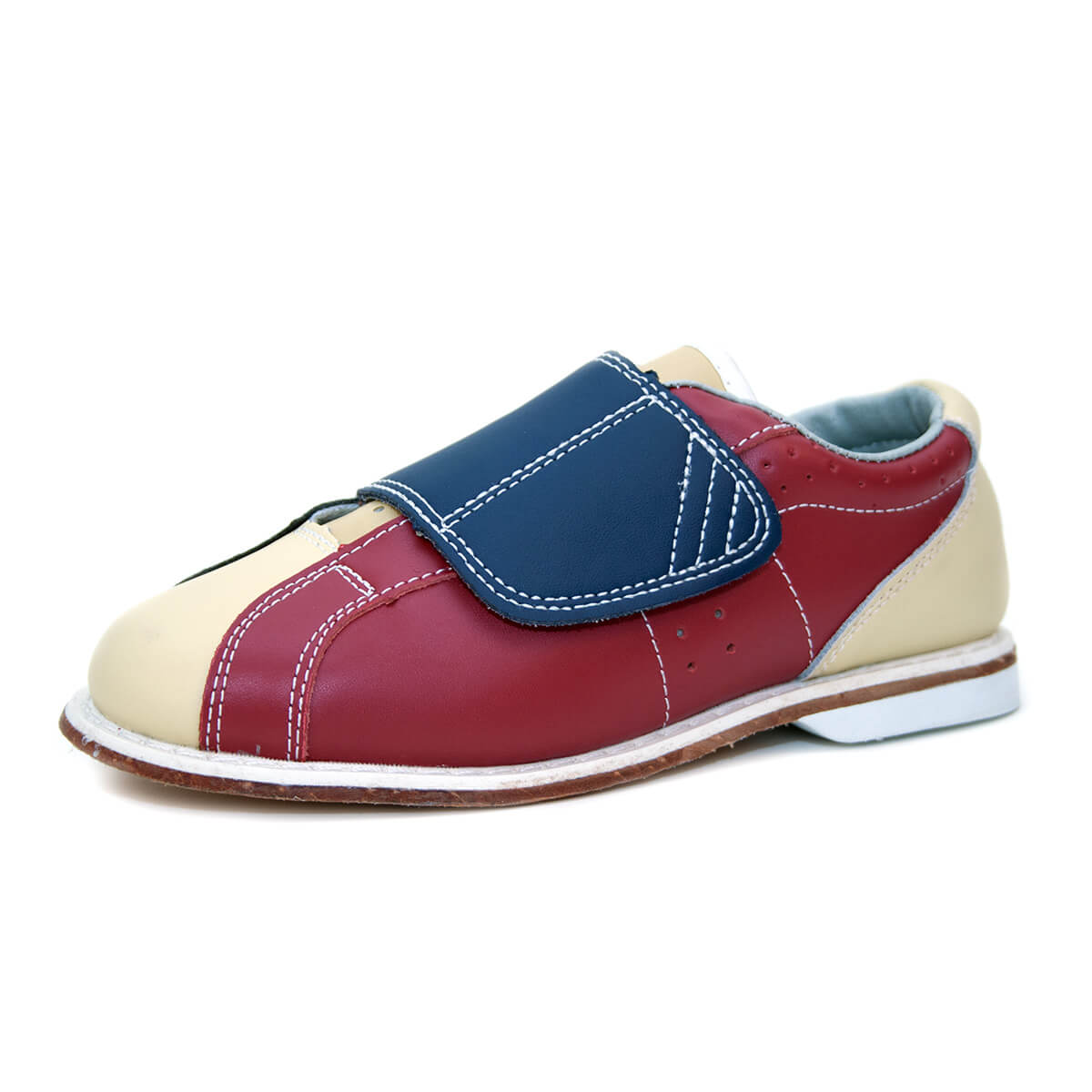 Zapato de bowling de alquiler BOWLIO rojo y beige con tira adherente