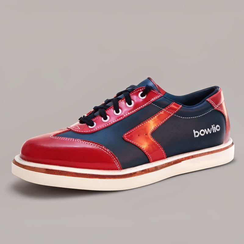 Bowlio Verona, skórzane buty unisex do gry w kręgle - czarno-czerwone