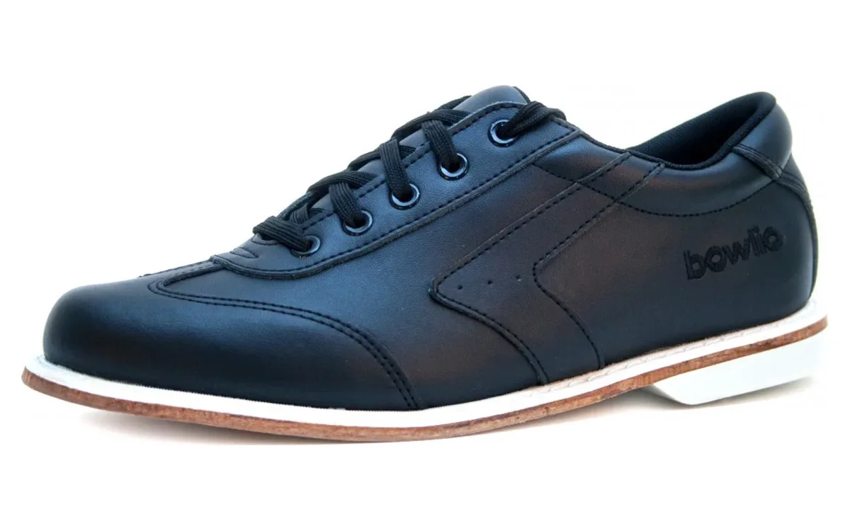 BOWLIO Nero bowling shoe black leather – front view