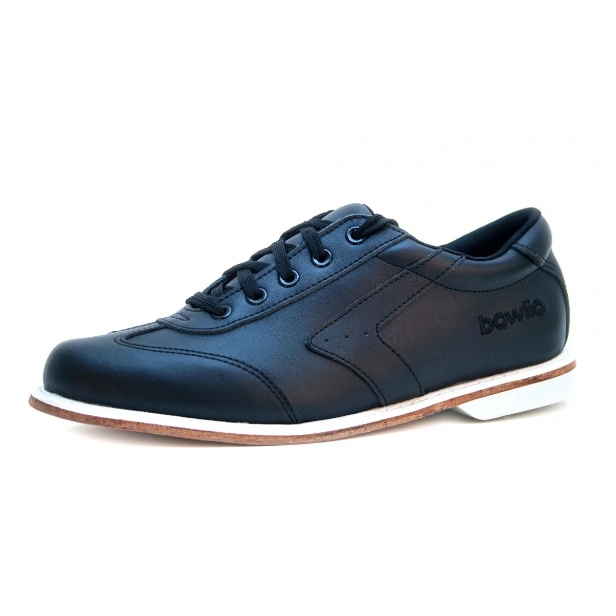 BOWLIO Nero bowling shoe black leather – front view