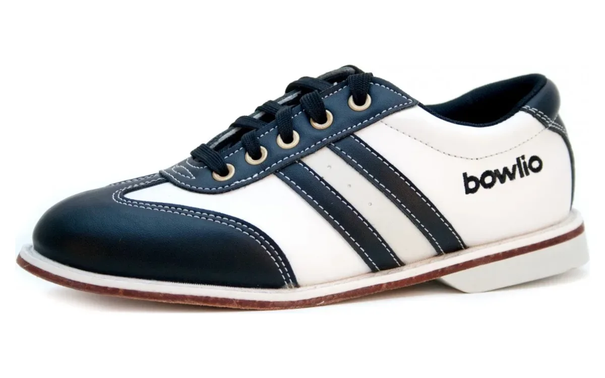 BOWLIO Torino bowling shoe black and white leather – front view